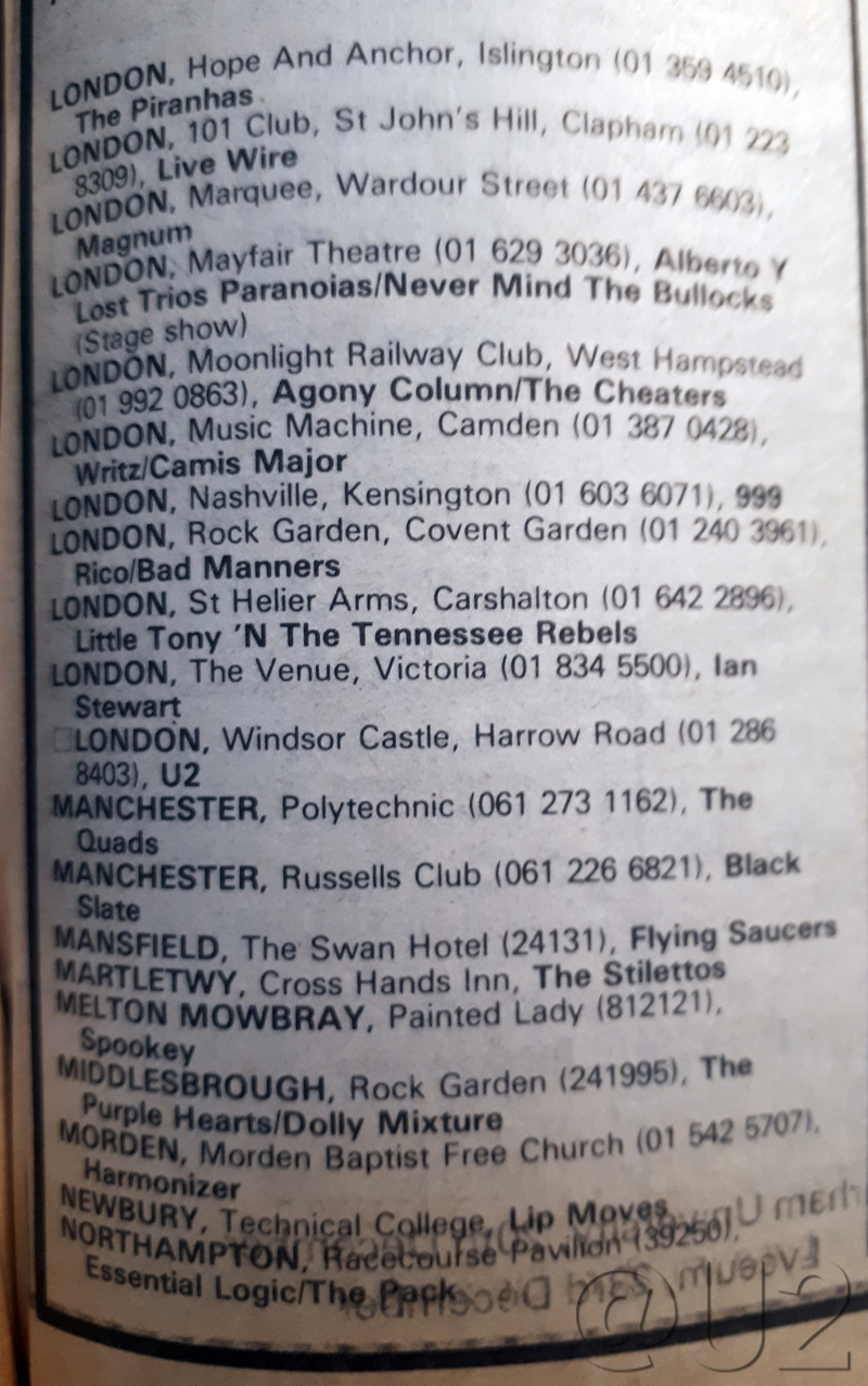 Dec 15th 1979 Gig Guide