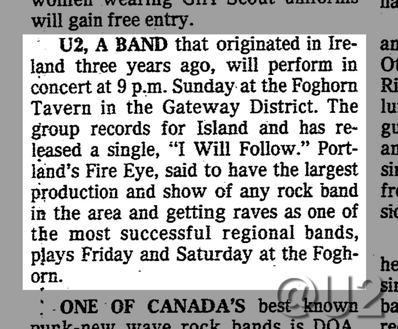  U2 - March 22 1981 Portland