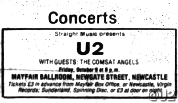 U2 Newcastle 1981