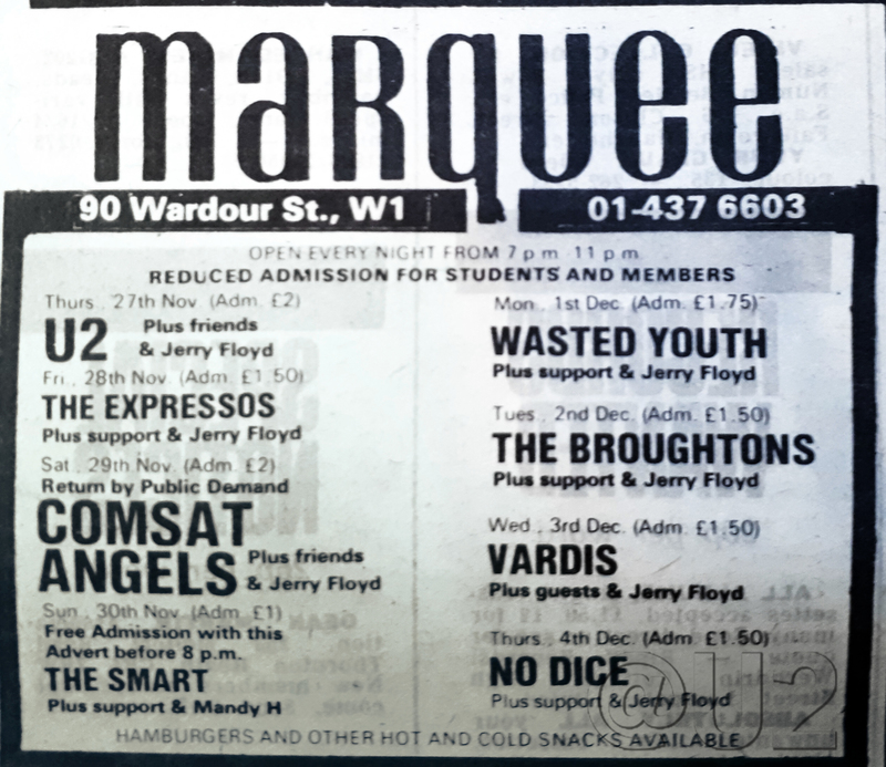 Marquee Advert Nov 27th 1980