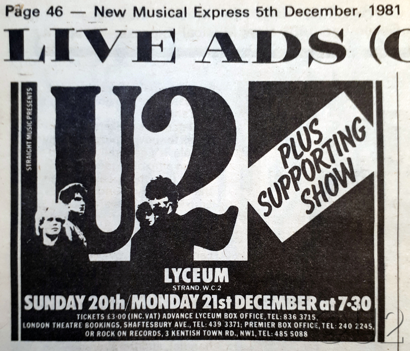 December 1981 London Lyceum Advert